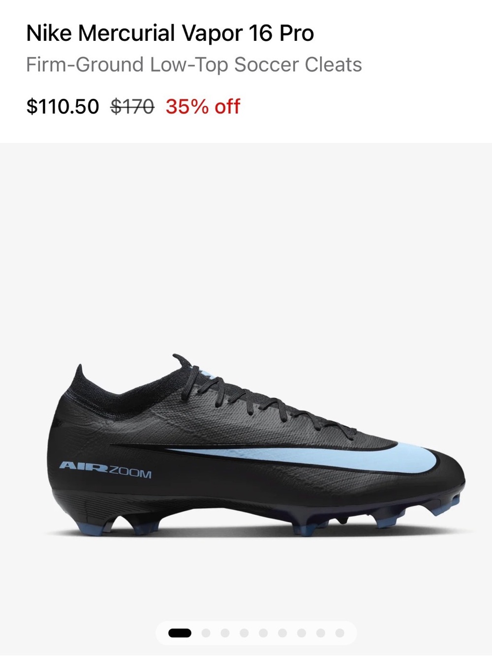 Nike Vapor 16 Pro Soccer Cleats - Black/Light Blue